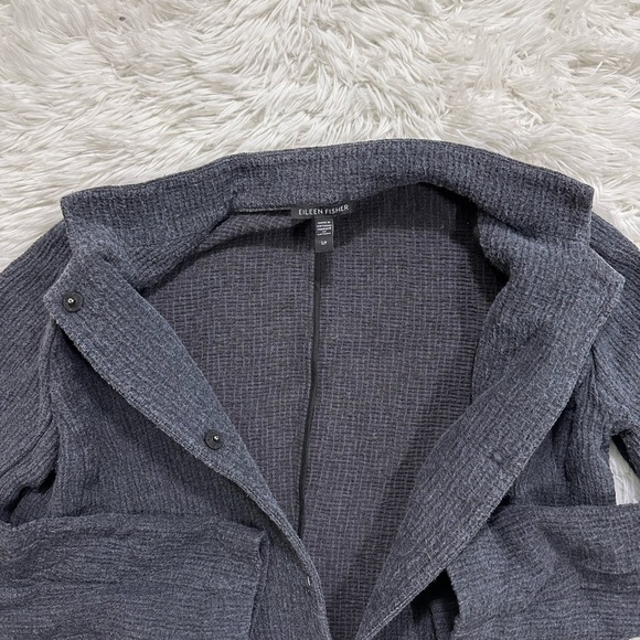Eileen Fisher Women’s Snap Button Collared Coat | Grey | Size Small - Picture 4 of 7